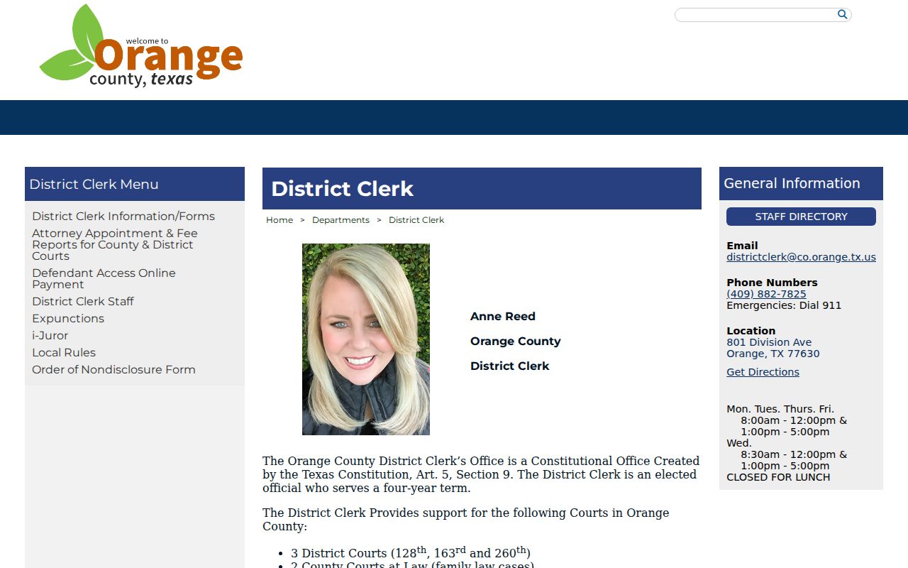 Orange County arrest warrant and felony capias records through the District Clerk